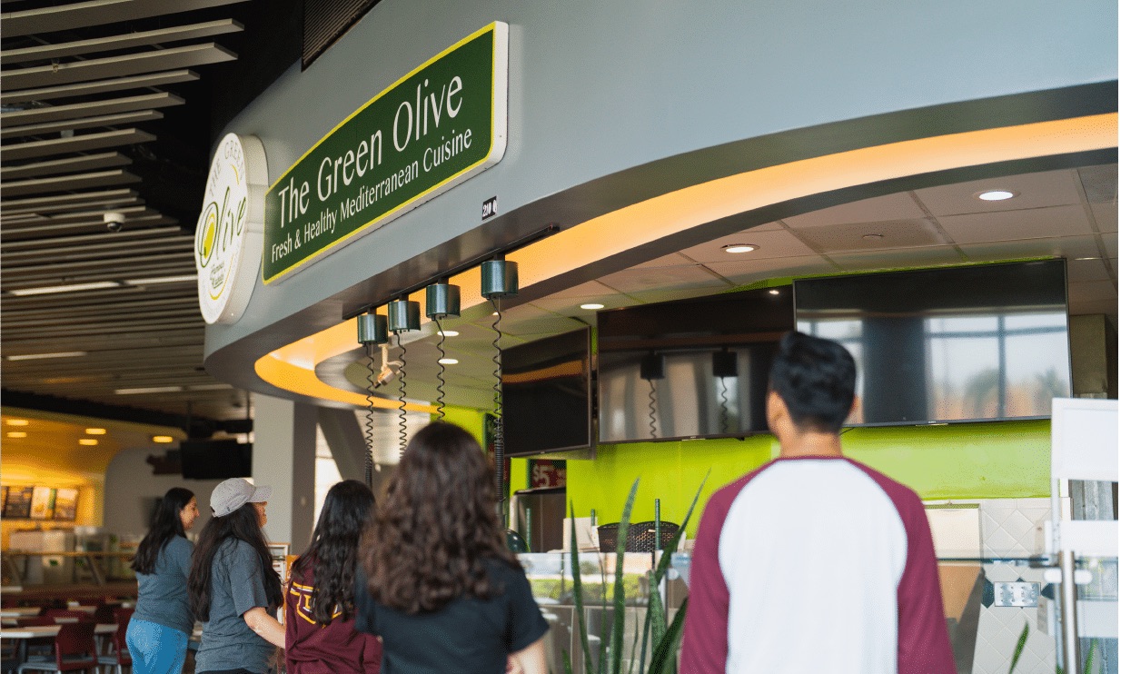 Student's ordering food in the LSU Food Court